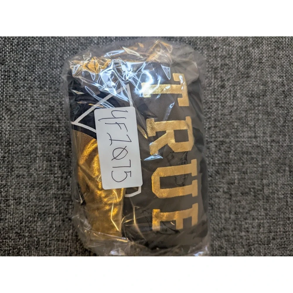 True Religion 02 Brand‎ Jeans Gold Black V-Neck T Shirt Women's LARGE L Top